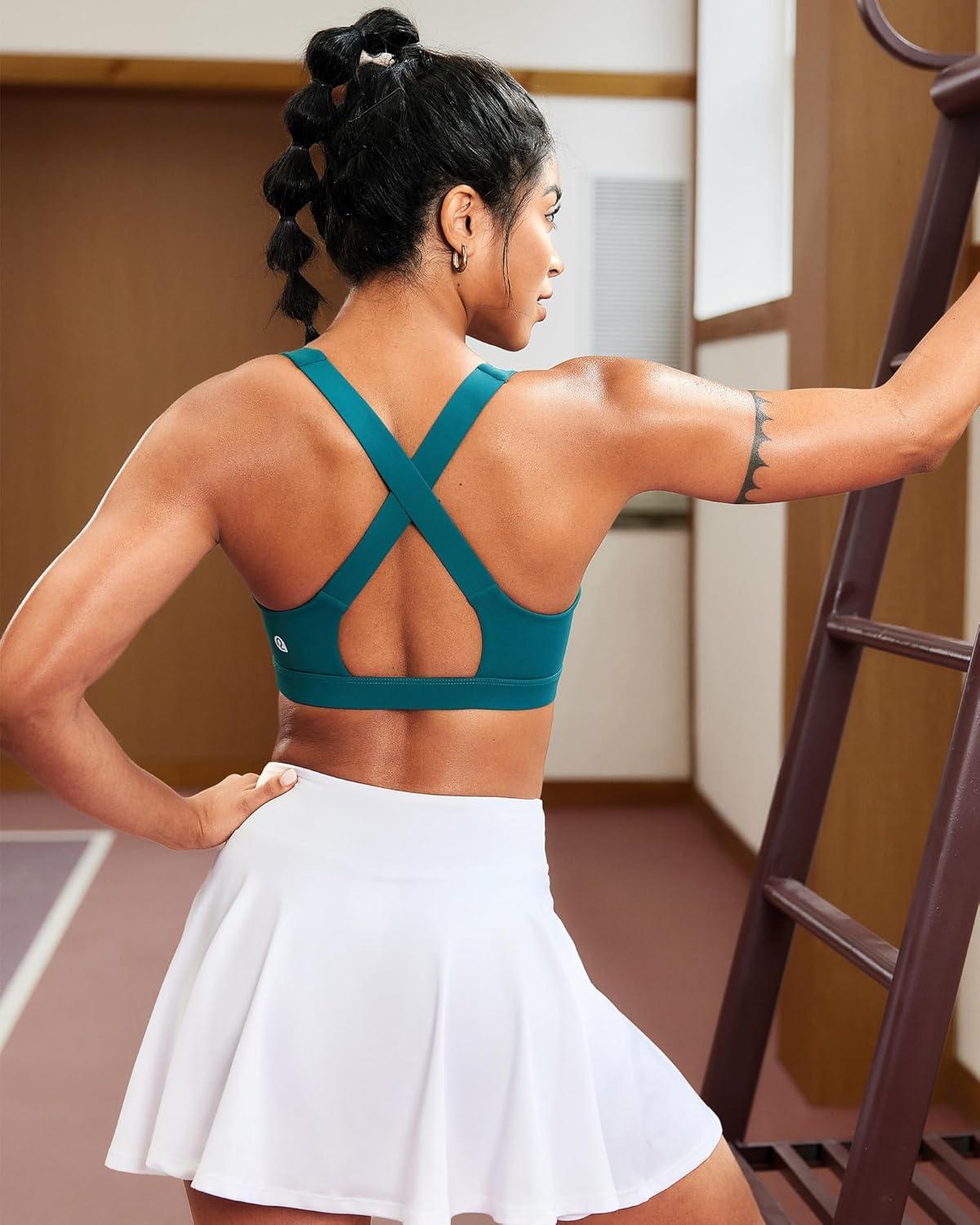 imageRUNNING GIRL Sports Bras for Women Molded Cup High Impact Sports Bra Workout Bras for Women High Support RacerbackDstorm Teal