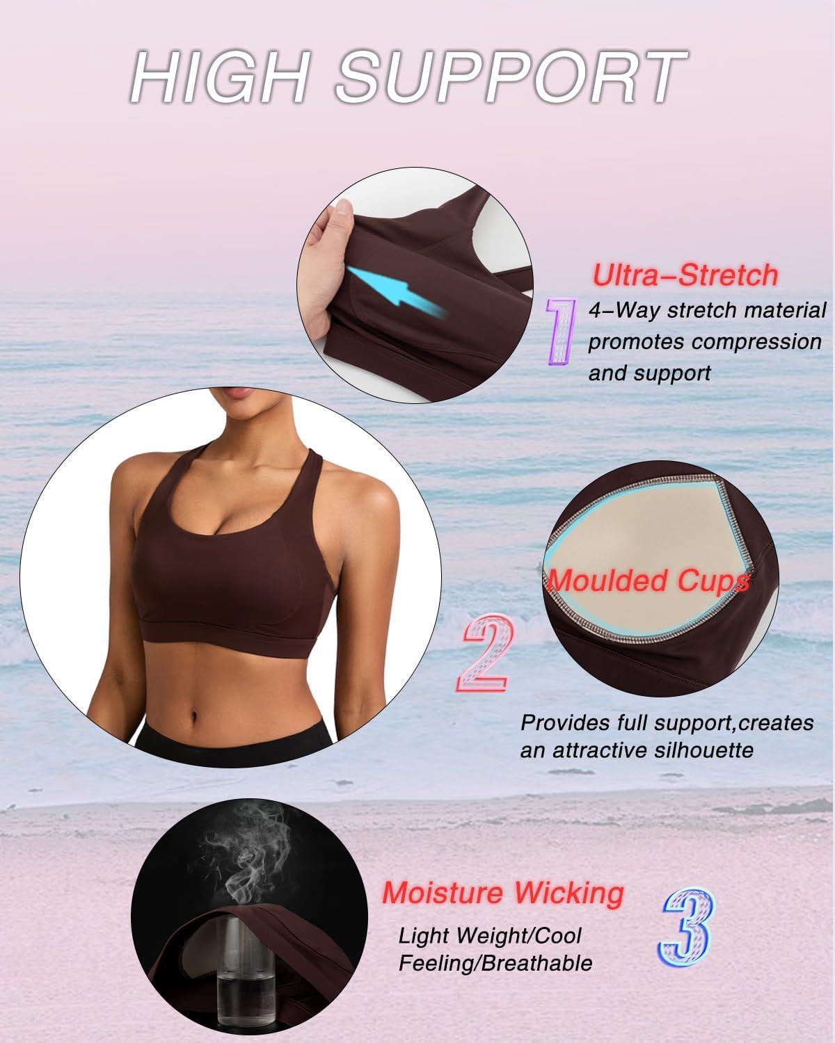 imageRUNNING GIRL Sports Bras for Women Molded Cup High Impact Sports Bra Workout Bras for Women High Support RacerbackDtaupe