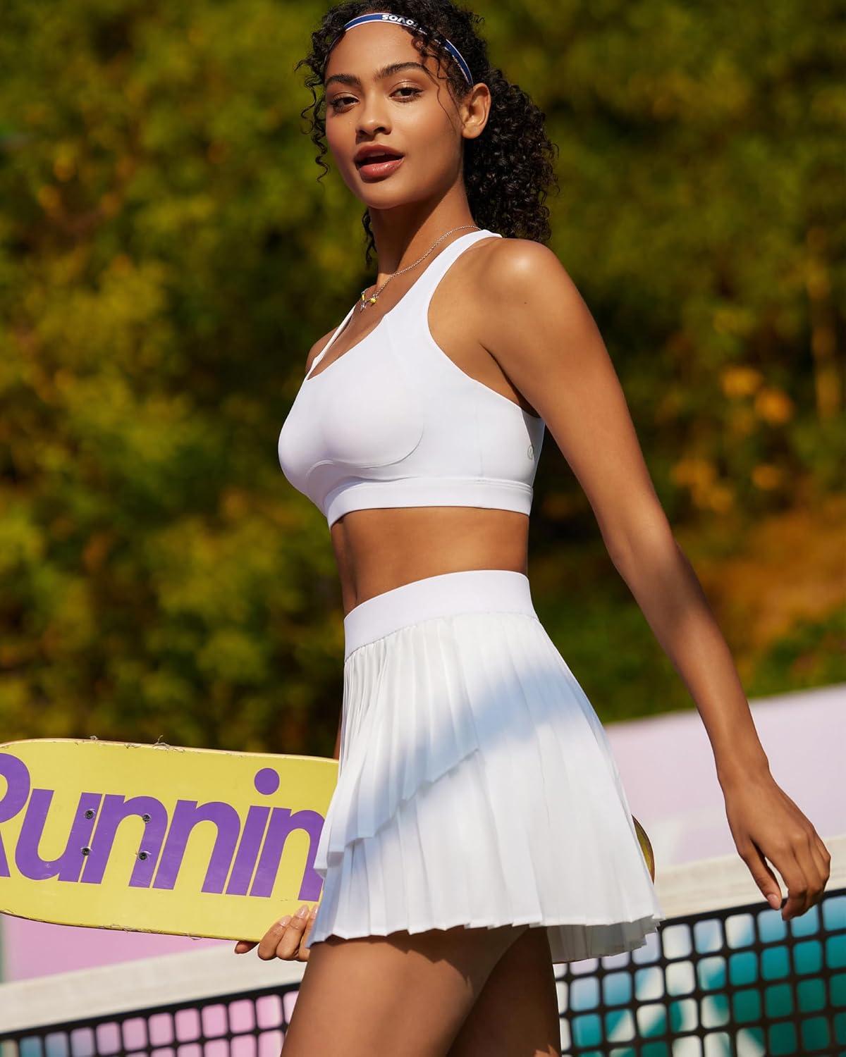 imageRUNNING GIRL Sports Bras for Women Molded Cup High Impact Sports Bra Workout Bras for Women High Support RacerbackDwhite