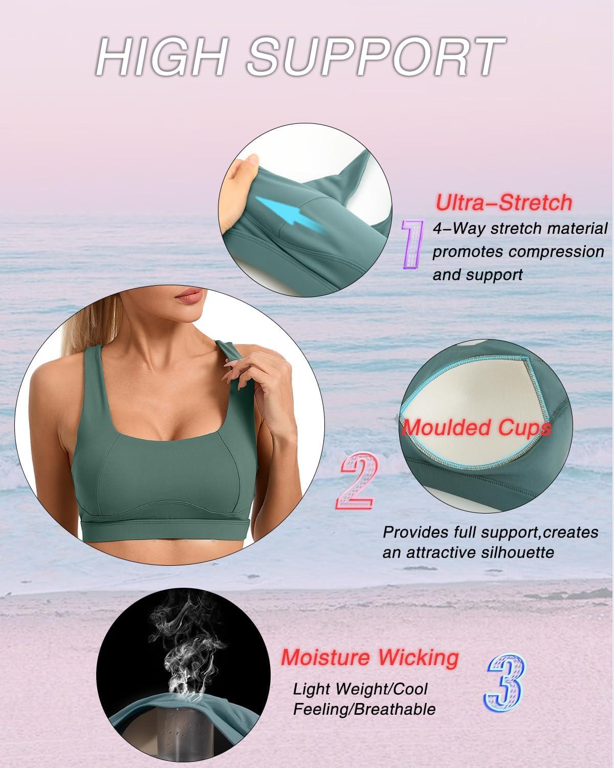 imageRUNNING GIRL Sports Bras for Women Molded Cup High Impact Sports Bra Workout Bras for Women High Support RacerbackGash Green