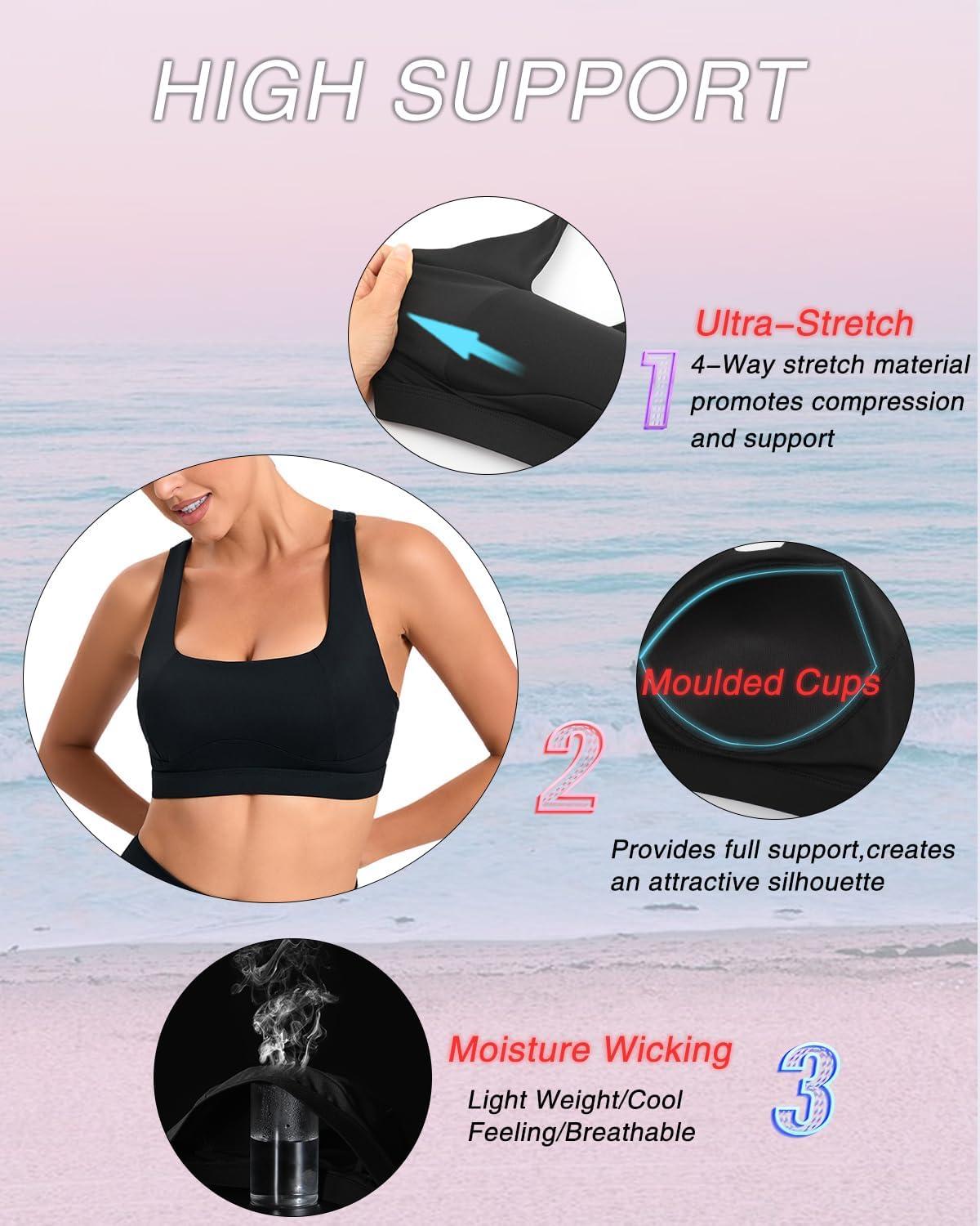 imageRUNNING GIRL Sports Bras for Women Molded Cup High Impact Sports Bra Workout Bras for Women High Support RacerbackGblack