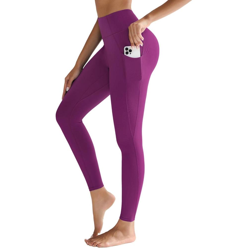 imageRUNNING GIRL Leggings for Women with PocketsFull Length High Waist Buttery Soft Workout Leggings Yoga PantsDeep Purple