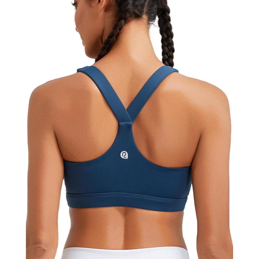 imageRUNNING GIRL Sports Bras for Women Molded Cup High Impact Sports Bra Workout Bras for Women High Support RacerbackAnavy Blue