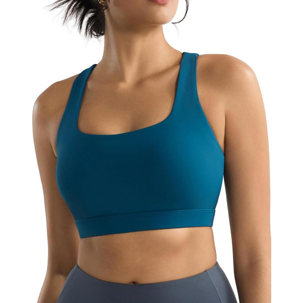 imageRUNNING GIRL Sports Bras for Women Molded Cup High Impact Sports Bra Workout Bras for Women High Support RacerbackBnavy