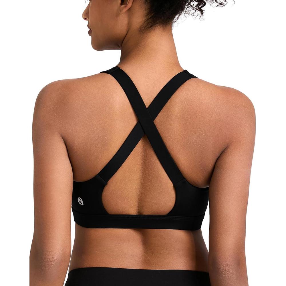 imageRUNNING GIRL Sports Bras for Women Molded Cup High Impact Sports Bra Workout Bras for Women High Support RacerbackDblack