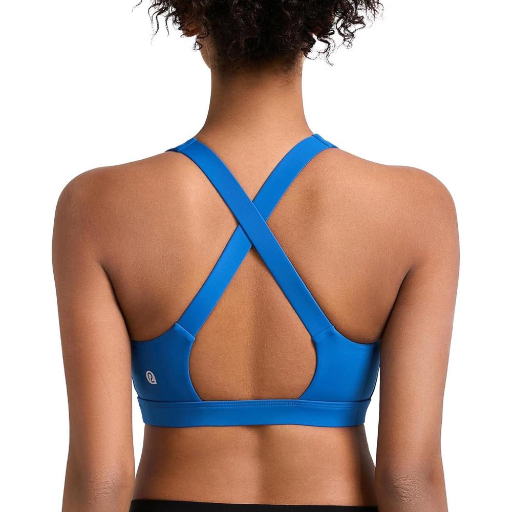 imageRUNNING GIRL Sports Bras for Women Molded Cup High Impact Sports Bra Workout Bras for Women High Support RacerbackDcerulean Blue