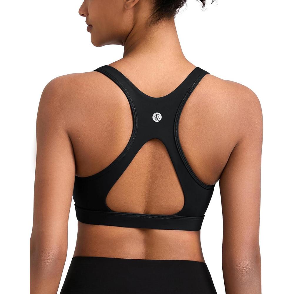 imageRUNNING GIRL Sports Bras for Women Molded Cup High Impact Sports Bra Workout Bras for Women High Support RacerbackGblack
