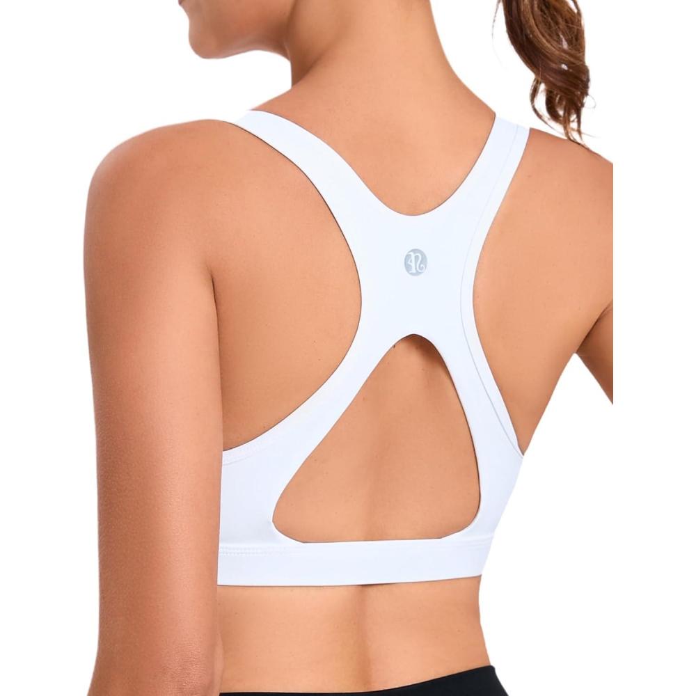 imageRUNNING GIRL Sports Bras for Women Molded Cup High Impact Sports Bra Workout Bras for Women High Support RacerbackGwhite