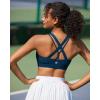 imageRUNNING GIRL Sports Bras for Women CrissCross Back Padded Strappy Sports Bras Medium Support Yoga Bra with Removable Cups1dark Blue