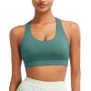 imageRUNNING GIRL Sports Bras for Women CrissCross Back Padded Strappy Sports Bras Medium Support Yoga Bra with Removable Cups1green