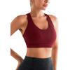imageRUNNING GIRL Sports Bras for Women CrissCross Back Padded Strappy Sports Bras Medium Support Yoga Bra with Removable Cups1wine Red