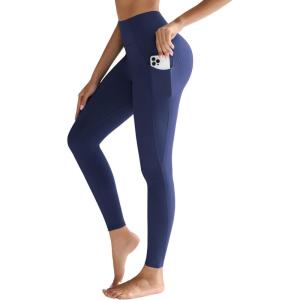 imageRUNNING GIRL Leggings for Women with PocketsFull Length High Waist Buttery Soft Workout Leggings Yoga PantsTrue Navy