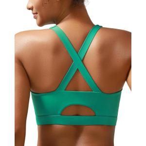 imageRUNNING GIRL Sports Bra for Women High SupportMolded Cup Strappy Running Sports Bras with Sewn in PadsBright Green