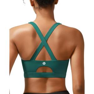 imageRUNNING GIRL Sports Bra for Women High SupportMolded Cup Strappy Running Sports Bras with Sewn in PadsTeal