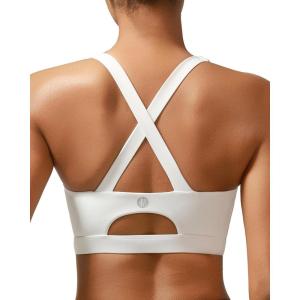 imageRUNNING GIRL Sports Bra for Women High SupportMolded Cup Strappy Running Sports Bras with Sewn in PadsWhite