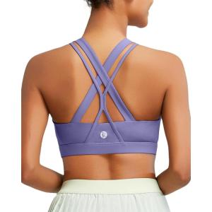 imageRUNNING GIRL Sports Bras for Women CrissCross Back Padded Strappy Sports Bras Medium Support Yoga Bra with Removable Cups1amethyst