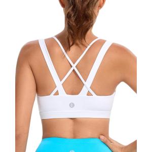 imageRUNNING GIRL Sports Bras for Women CrissCross Back Padded Strappy Sports Bras Medium Support Yoga Bra with Removable CupsDsnow White