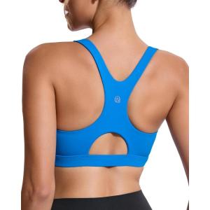 imageRUNNING GIRL Sports Bras for Women Molded Cup High Impact Sports Bra Workout Bras for Women High Support RacerbackDbright Blue