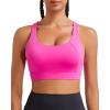 imageRUNNING GIRL High Impact Sports Bras for Women High Support Running Strappy Womens Sports Bra with Sewn in PadsHhot Pink