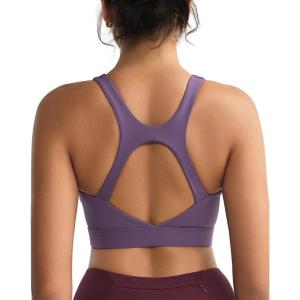 imageRUNNING GIRL High Impact Sports Bras for Women High Support Running Strappy Womens Sports Bra with Sewn in PadsHpurple