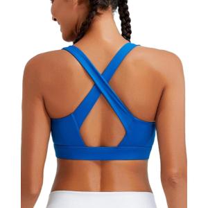 imageRUNNING GIRL High Impact Sports Bras for Women High Support Running Strappy Womens Sports Bra with Sewn in PadsXroyal Blue