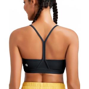 imageRUNNING GIRL YBack Sports Bras for Women Medium Impact Wirefree Padded Bra Workout Crop Top Longline Sports Bra Push upEblack
