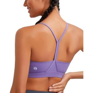 imageRUNNING GIRL YBack Sports Bras for Women Medium Impact Wirefree Padded Bra Workout Crop Top Longline Sports Bra Push upEpurple
