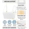 imageRUNNING GIRL Sports Bras for WomenSquare Neck Sports Bra Medium Support Yoga Bra Workout Crop Top with Removable Cups1bright White
