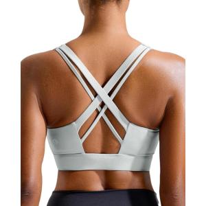 imageRUNNING GIRL High Impact Sports Bras for Women  Scoop Neck Strappy Sports Bra High Support Moulded Cup Workout BraIce Grey