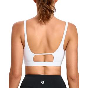 imageRUNNING GIRL Sports Bras for WomenSquare Neck Sports Bra Medium Support Yoga Bra Workout Crop Top with Removable Cups1bright White