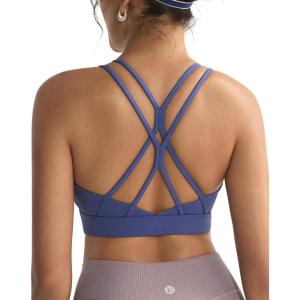 imageRUNNING GIRL Sports Bras for WomenStrappy Crisscross Back Padded Low Impact Running Sports Bra with Removable CupsAskydiver Blue