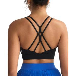 imageRUNNING GIRL Sports Bras for WomenStrappy Crisscross Back Padded Low Impact Running Sports Bra with Removable CupsBlack