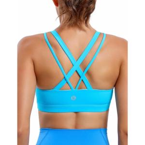 imageRUNNING GIRL Sports Bras for WomenStrappy Crisscross Back Padded Low Impact Running Sports Bra with Removable CupsYbrilliant Blue
