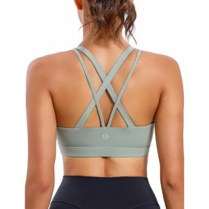 imageRUNNING GIRL Sports Bras for WomenStrappy Crisscross Back Padded Low Impact Running Sports Bra with Removable CupsYgreen