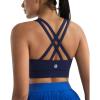 imageRUNNING GIRL Sports Bra for WomenMolded Cup Strappy Running High Impact Sports Bra with Sewn in PadsNavy Blue