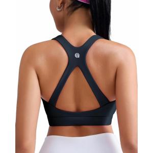 imageRUNNING GIRL Sports Bras for Women High Support Molded Cup High Impact Sports Bras with Sewn in Pads Racerback Running BraBlack