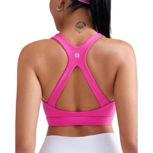 imageRUNNING GIRL Sports Bras for Women High Support Molded Cup High Impact Sports Bras with Sewn in Pads Racerback Running BraHot Pink