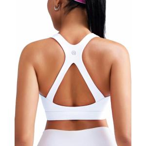 imageRUNNING GIRL Sports Bras for Women High Support Molded Cup High Impact Sports Bras with Sewn in Pads Racerback Running BraSnow White