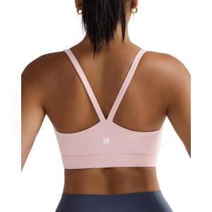imageRUNNING GIRL Sports Bras for WomenLight Impact Molded Cup Strap Sports Bra with Sewn in PadsBest for AC CupSoft Pink