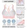 imageRUNNING GIRL Sports Bras for Women Pack Criss Cross Back Sexy Strappy Sports Bra Seamless Padded Yoga Bra with Removable CupsPink