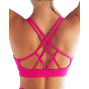 imageRUNNING GIRL Sports Bras for Women Pack Criss Cross Back Sexy Strappy Sports Bra Seamless Padded Yoga Bra with Removable CupsHot Pink