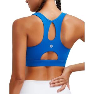 imageRUNNING GIRL Sports Bras for Women High SupportRacerback Molded Cup Sports Bra with Sewn in Pads Workout Running BraAroyal Blue