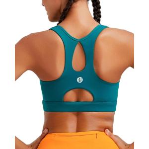 imageRUNNING GIRL Sports Bras for Women High SupportRacerback Molded Cup Sports Bra with Sewn in Pads Workout Running BraAteal