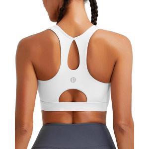 imageRUNNING GIRL Sports Bras for Women High SupportRacerback Molded Cup Sports Bra with Sewn in Pads Workout Running BraAwhite