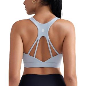 imageRUNNING GIRL Sports Bras for Women High SupportRacerback Molded Cup Sports Bra with Sewn in Pads Workout Running BraBgrey