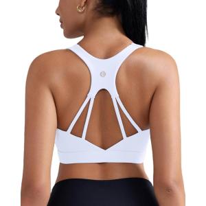 imageRUNNING GIRL Sports Bras for Women High SupportRacerback Molded Cup Sports Bra with Sewn in Pads Workout Running BraBwhite