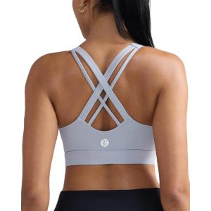 imageRUNNING GIRL Sports Bras for WomenCriss Cross Back Running Bra Molded Cup Sports Bras with Sewn in PadsGrey