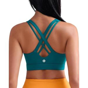 imageRUNNING GIRL Sports Bras for WomenCriss Cross Back Running Bra Molded Cup Sports Bras with Sewn in PadsTeal