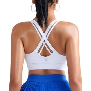 imageRUNNING GIRL Sports Bras for WomenCriss Cross Back Running Bra Molded Cup Sports Bras with Sewn in PadsWhite