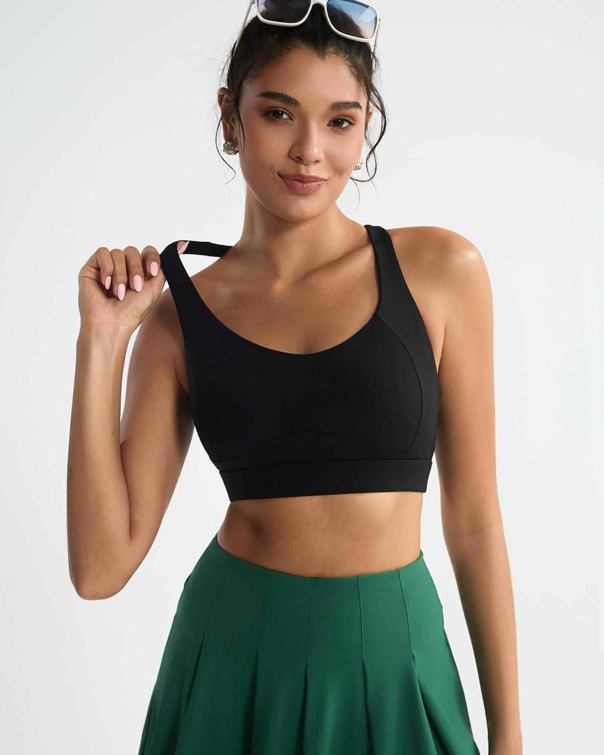 imageRUNNING GIRL High Impact Sports Bras for Women Adjustable Straps Sports Bra High Support Molded Cup Racerback Workout BraAblack